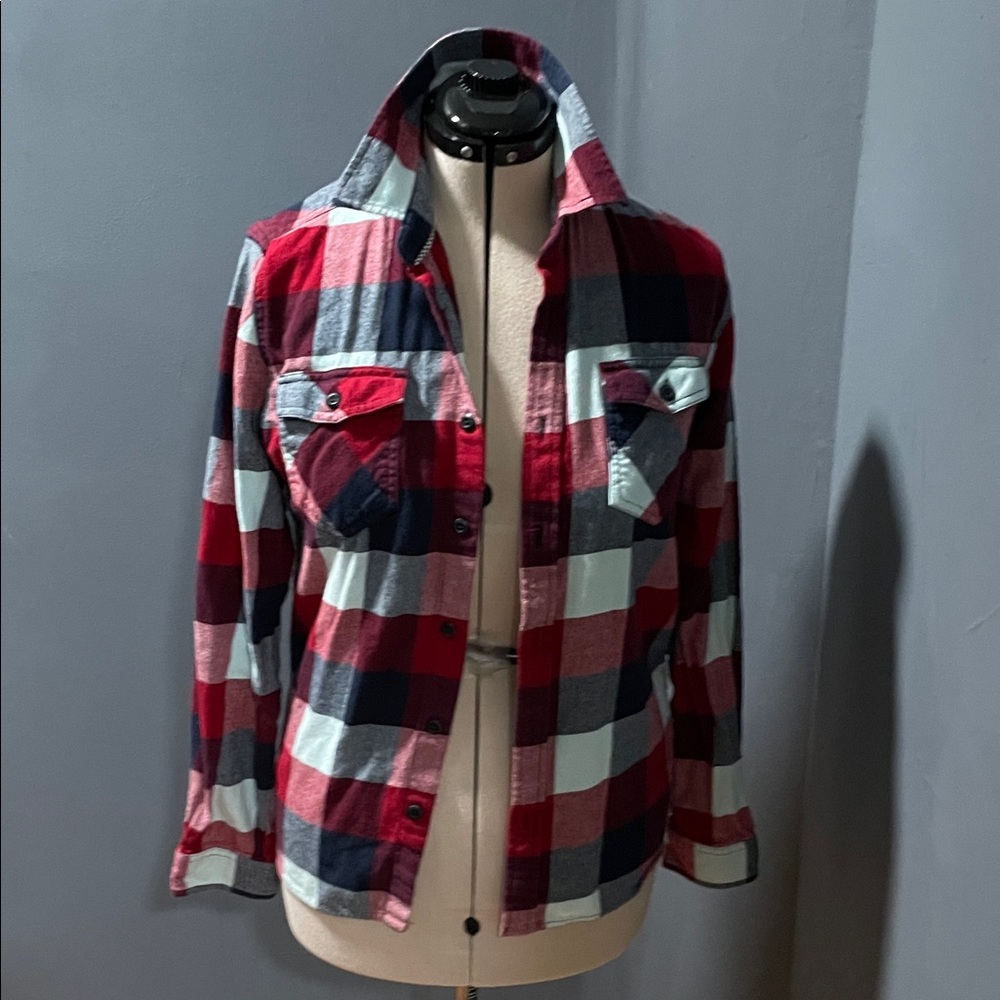 Vans Red and Blue Plaid Button Down Shirt Size-Small